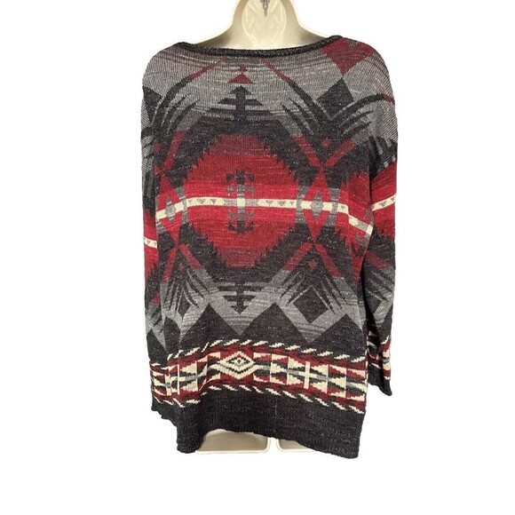 Ralph Lauren Denim And Supply Size L Sweater Women Aztec Southwestern Gray Red - Picture 2 of 7
